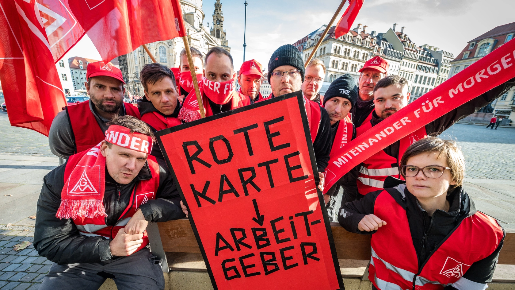 Warnstreik-Demo der TKE-Beschäftigten in Dresden